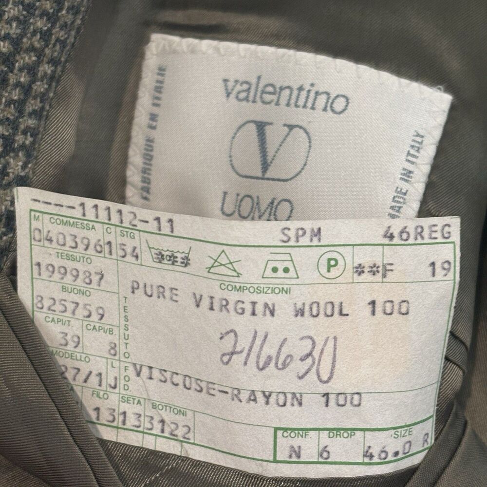 Valentino Uomo Blazer Men's 46R Houndstooth Wool Saks Fifth Avenue Made In Italy - Picture 6 of 10